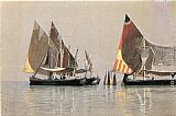 Italian Canvas Paintings - Italian Boats, Venice